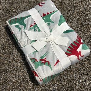 Christmas dinosaur baby blanket toddler bedding throw holiday festive bedroom